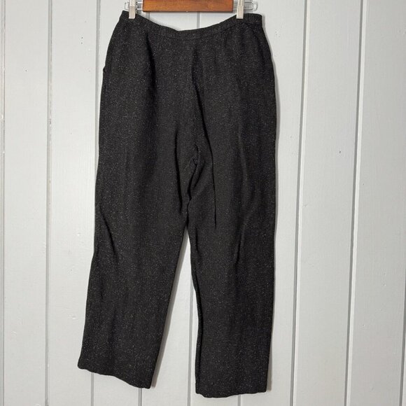 Eileen Fisher Pants Waffle Knit Wide Leg Viscose Silk Med M Black White Speckle - Picture 11 of 11